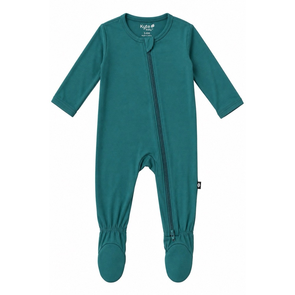 Kyte Baby Zip Footie 3-6M Teal Green Bamboo Sleeper NWOT Long Sleeve